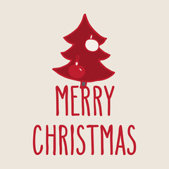 Naklejka na ściany i meble Merry Christmas red greeting card