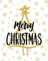 Handwritten Christmas greetings, modern calligraphy lettering