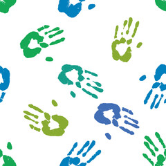 Prints of human hands seamless pattern