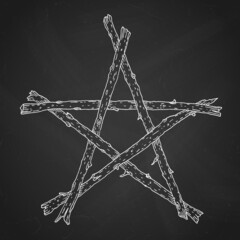 Wooden sticks pentagram occult symbol
