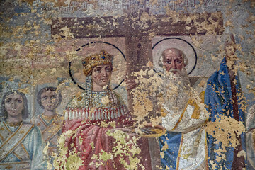 wall painting inside an abandoned Orthodox church