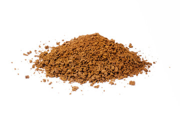 Pile of cocoa powder isolated on white background.