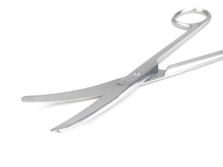 the surgical steel scissors zoom on a white background