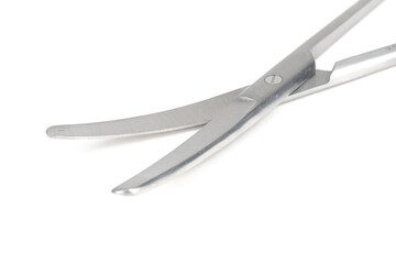 the surgical steel scissors zoom on a white background