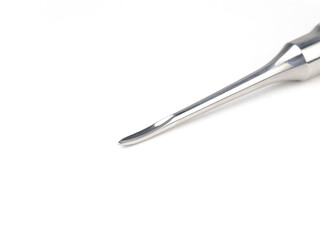 steel surgical blade on a white background
