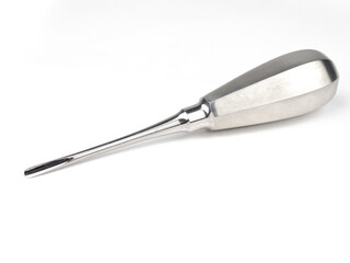 steel surgical blade on a white background