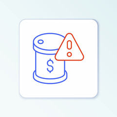 Line Drop in crude oil price icon isolated on white background. Oil industry crisis concept. Colorful outline concept. Vector