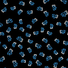 Line Radar icon isolated seamless pattern on black background. Search system. Satellite sign. Vector