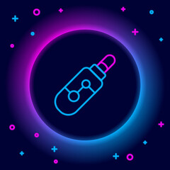 Glowing neon line Electronic cigarette icon isolated on black background. Vape smoking tool. Vaporizer Device. Colorful outline concept. Vector