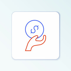 Line Donation and charity icon isolated on white background. Donate money and charity concept. Colorful outline concept. Vector