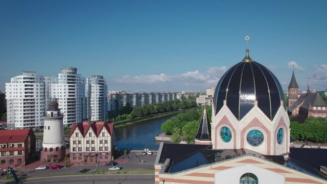 Aerial view. Kaliningrad city center in Russia.