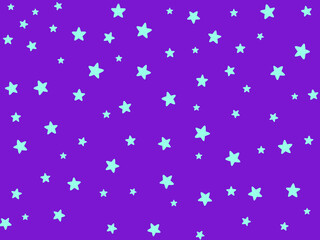Fototapeta na wymiar 紫色のバックにたくさんの水色の星を散りばめた背景壁紙 
