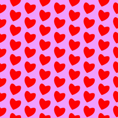 Red hearts seamless pattern. Vector illustration