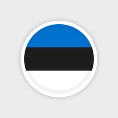 Flag of Estonia with circle frame and white background