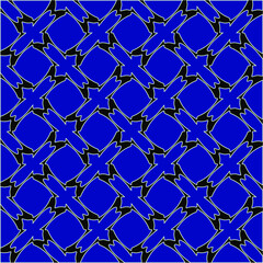 vector pattern in geometric ornamental style. Black and white and blue pattern.