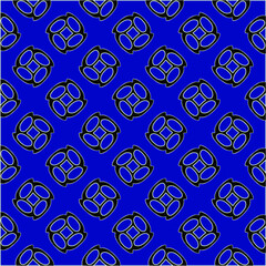 vector pattern in geometric ornamental style. Black and white and blue pattern.