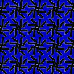 vector pattern in geometric ornamental style. Black and white and blue pattern.
