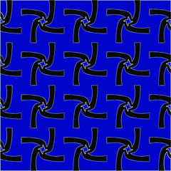 vector pattern in geometric ornamental style. Black and white and blue pattern.