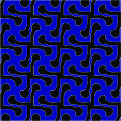 vector pattern in geometric ornamental style. Black and white and blue pattern.