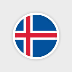 Flag of Iceland with circle frame and white background