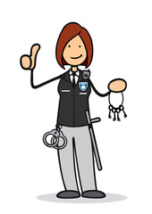 Cartoon Frau als Correctional Officer in USA