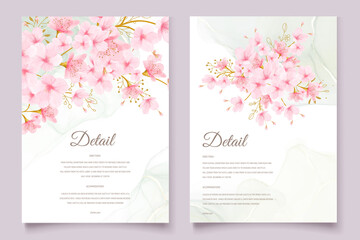 watercolor cherry blossom floral and leaves card set