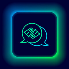 Glowing neon line Rubber flippers for swimming icon isolated on black background. Diving equipment. Extreme sport. Diving underwater equipment. Colorful outline concept. Vector