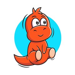 Obraz premium cute red dino cartoon vector illustration