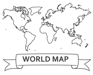 World map outline. vector illustration