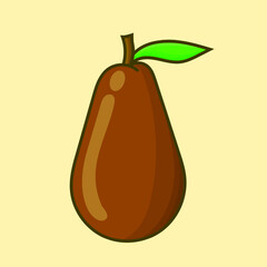 Ripe avocado dark brown color isolated vector illustration. can use for icon, sign, resources, element, collection, symbol, logo, ornament, food menu, healthy nature design