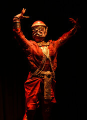 lakhon khol khmer masked dance performer in costume in cambodia