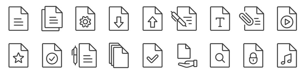 Document line icon set. Documents symbol collection. Different documents icons vector