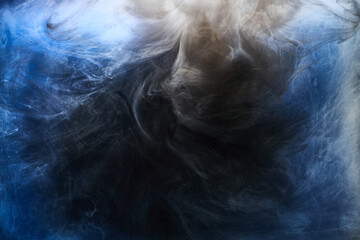 Abstract blue ocean background. Underwater swirling smoke, vibrant sea colors wallpaper, wave paint...