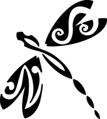 Dragonfly polynesian tattoo vector illustration.