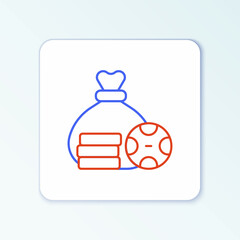Line Money bag icon isolated on white background. Dollar or USD symbol. Cash Banking currency sign. Colorful outline concept. Vector