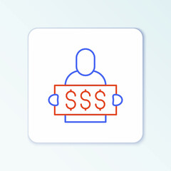 Line Slot machine spin button icon isolated on white background. Colorful outline concept. Vector