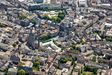 Innenstadt und Marktplatz der Stadt Aachen in Nordrhein-Westfalen, Deutschland. 