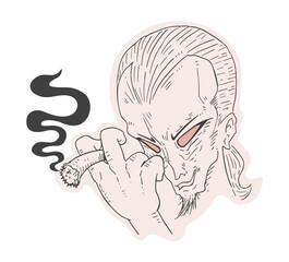 Evil face smoking draw