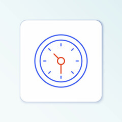 Line Clock icon isolated on white background. Time symbol. Colorful outline concept. Vector