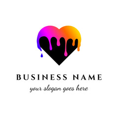 Heart Logo design vector, Logo love, Colored heart, Logo with heart and dripping paint