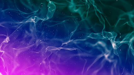 colorful smoky abstract motion background. pink and green color smoke with some particles.