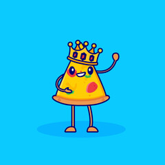 king crown pizza cartoon character vector