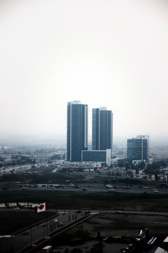 Toronto skyscrapers in fog