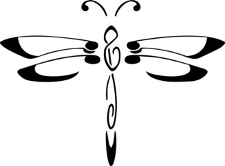 Dragonfly polynesian tattoo simple vector illustration.