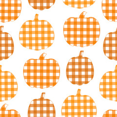 Seamless pattern Autumn pumpkin plaid print vector illustration