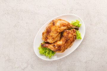 fried chicken legs on a gray background