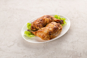 fried chicken legs on a gray background