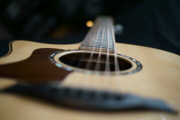 Fototapeta premium acoustic guitar close up