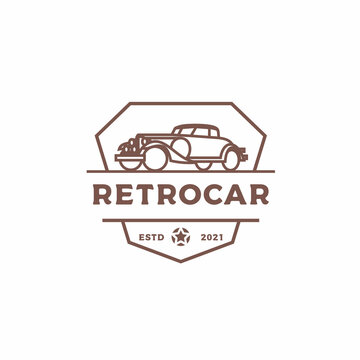 Vintage Retro car logo design. vintage or classic or retro badge emblem style