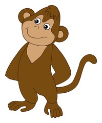Cute Baby Monkey Standing. Vector Baby Monkey